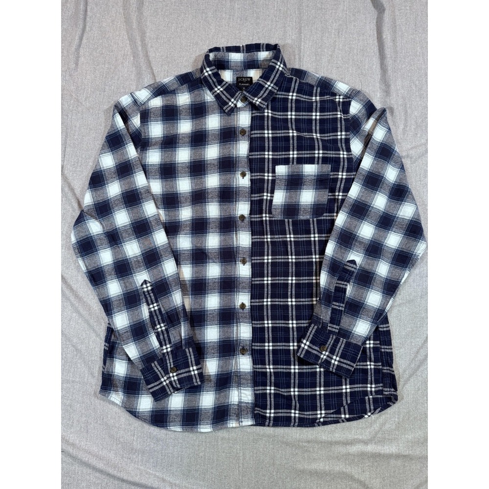 J Crew Shirt Mens XL Blue White Plaid Flannel‎ Button Down Cotton Casual Preppy